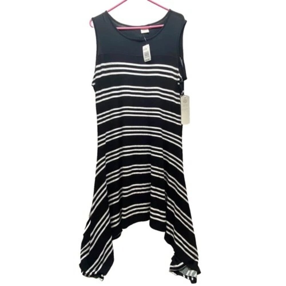 Daisy Fuentes Dress Women's 1X Hankerchief Tank Style Black White Sleeveless NWT
